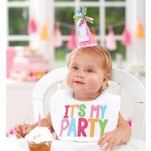 It's My Party Cake Smashing Bib and Hat Set